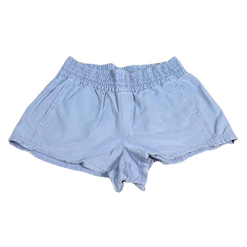 Aerie Babewatch High Waisted Pull On Cotton Lyocell Shorts Monaco Blue Women's L